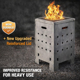 Marabuut Burn Barrel heavy steel construction highlighting durability against heat and weather.