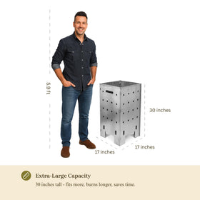 Vent system on the Marabuut burn barrel enhances airflow for cleaner, faster combustion.