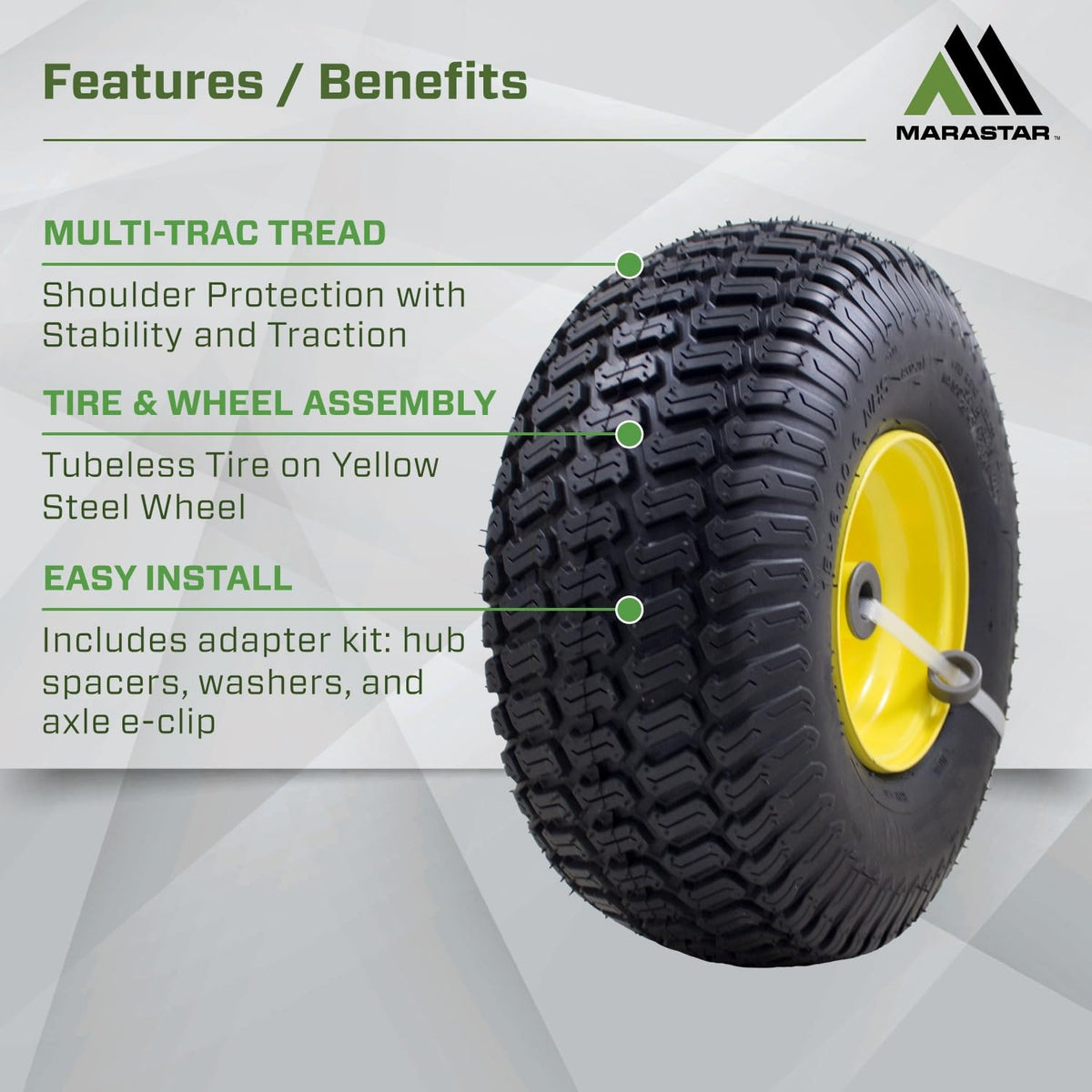 MARASTAR 21426 includes spacer, washers, and extra e-clip for quick fit.