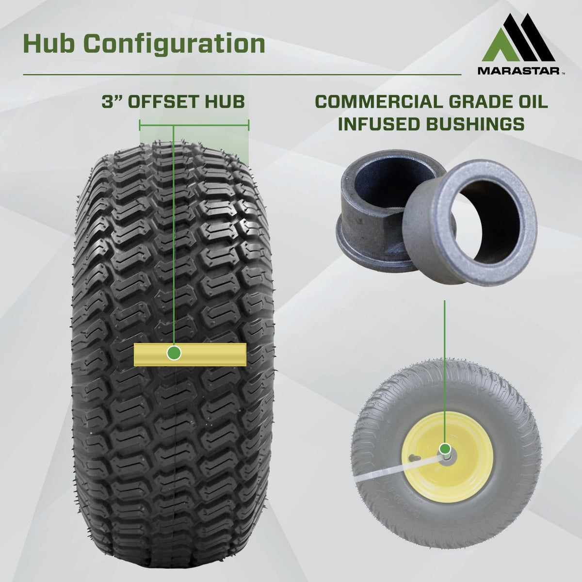 MARASTAR 21426 offset hub with grease fitting supports proper alignment.