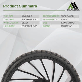 MARASTAR 31426 chevron tread detail emphasizes turf-friendly grip.