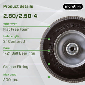 Marathon 3-inch centered hub ensures proper axle fit and stability