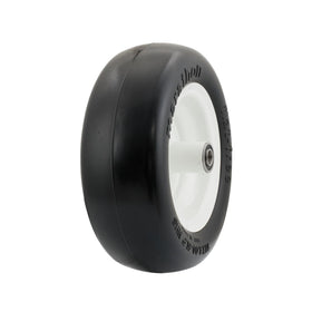 Marathon flat-free tire on wheel assembly for easy zero-turn mower upgrades.