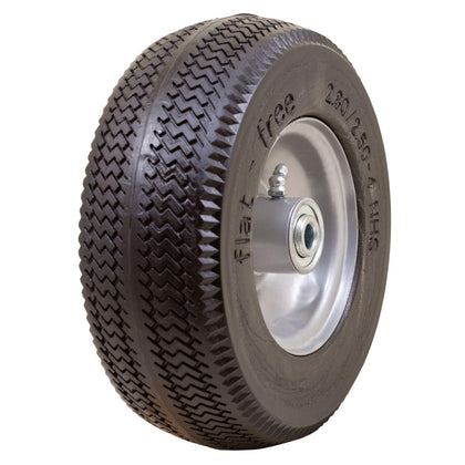Marathon flat-free tire and wheel assembly ready for quick cart installation