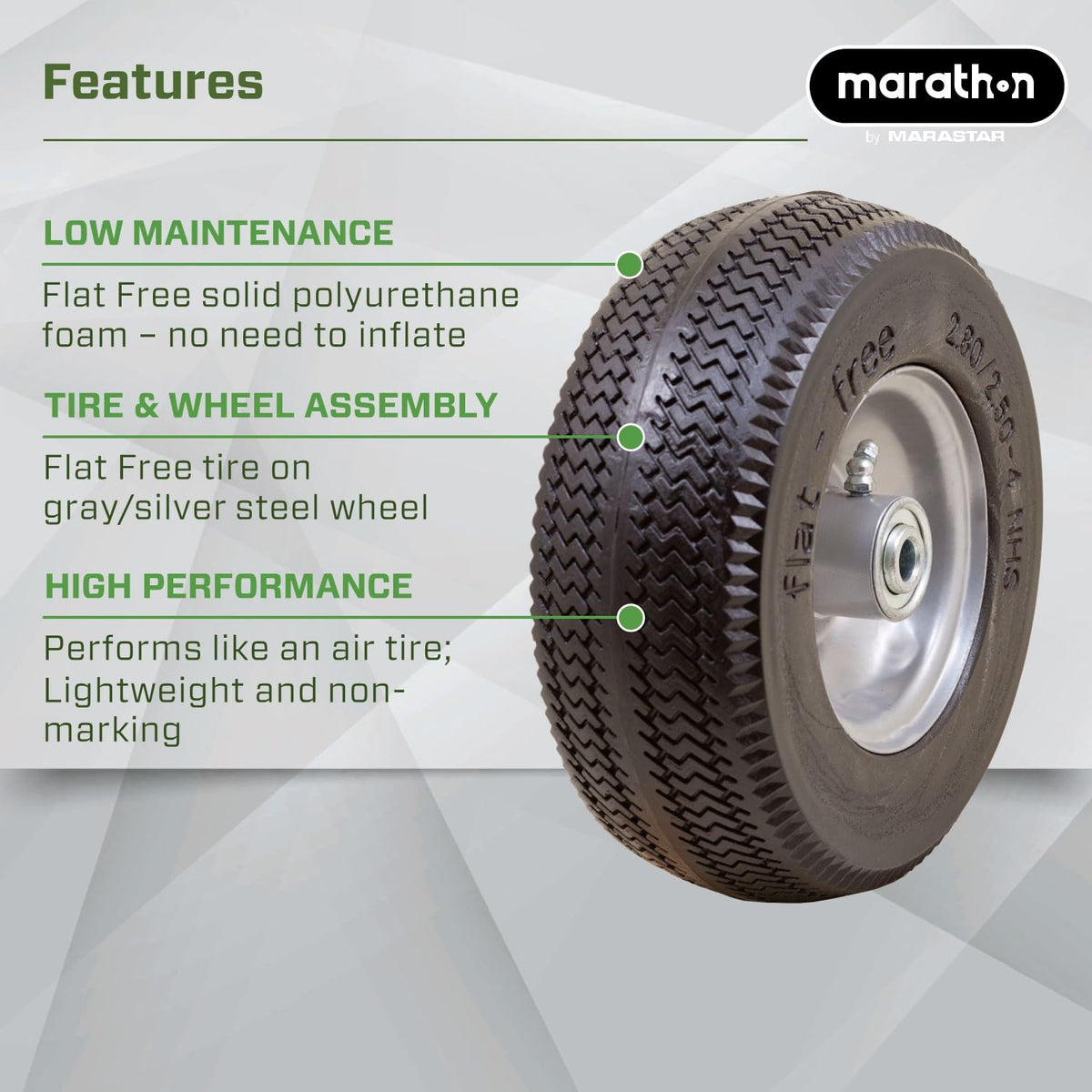 Marathon sawtooth tread offers reliable traction during maneuvering
