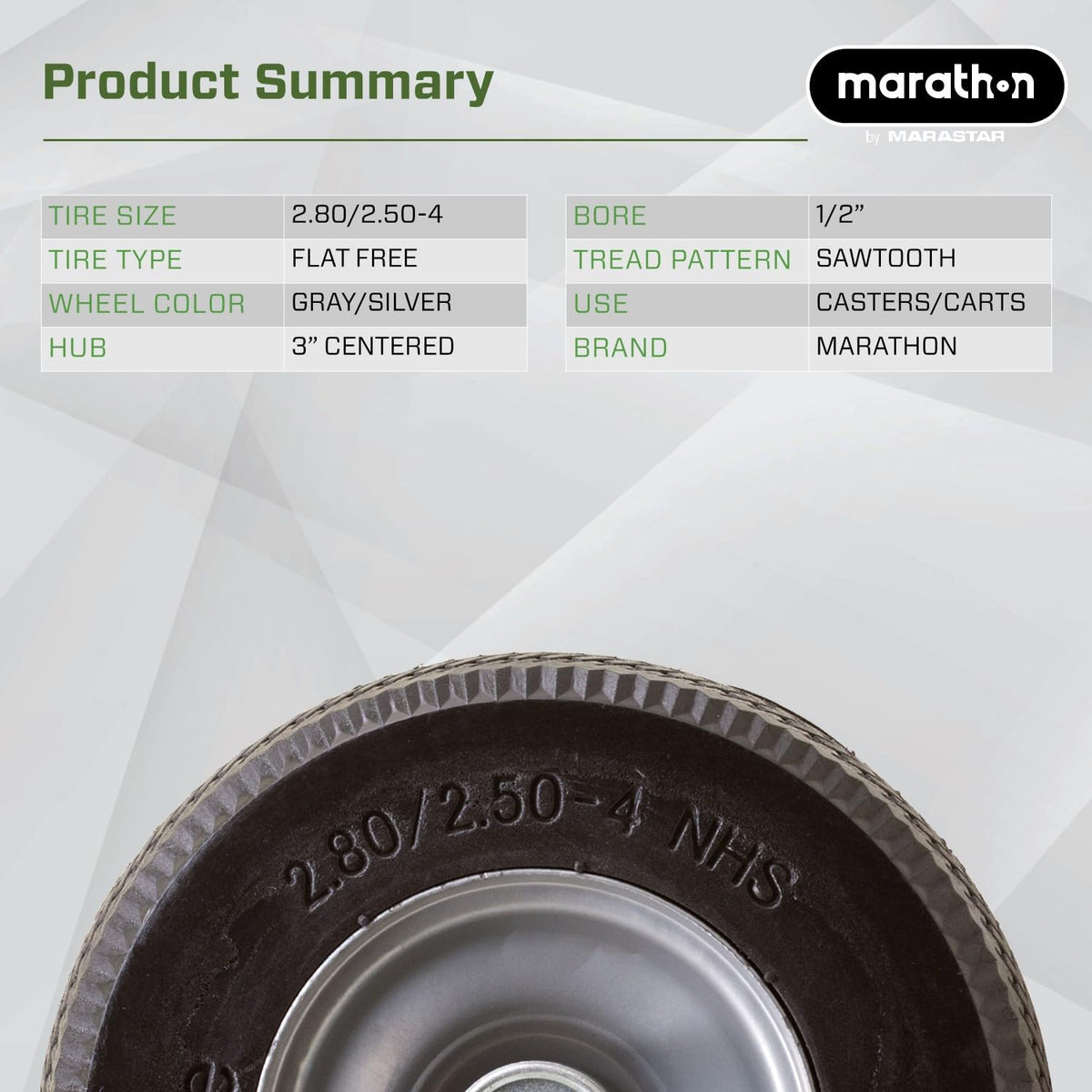 Marathon powder-coated silver wheel resists corrosion in harsh environments