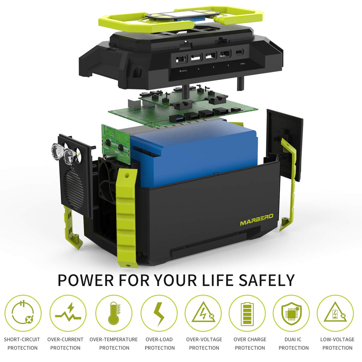MARBERO safety features with BMS and cooling vents