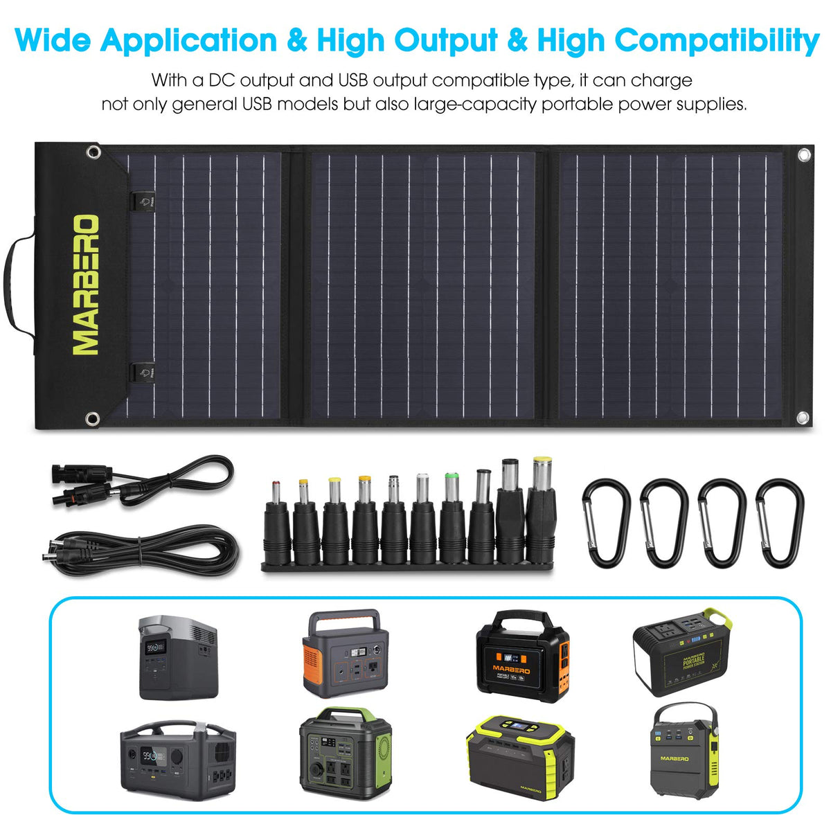 MARBERO 60W unfolded solar panel in full size for outdoor charging