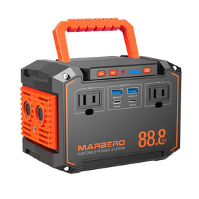 MARBERO portable power station compact size for travel and outdoor power needs.