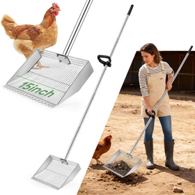 MarchingGreen chicken poop scooper rake with 15-inch head for quick coop cleaning.