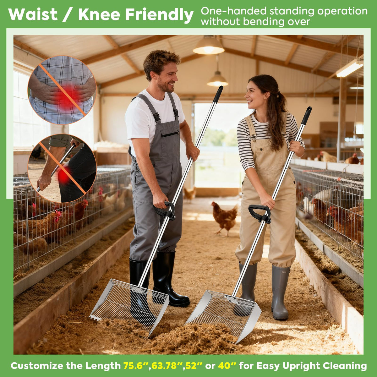 MarchingGreen ergonomic non-slip handle reduces hand fatigue during long cleanups.