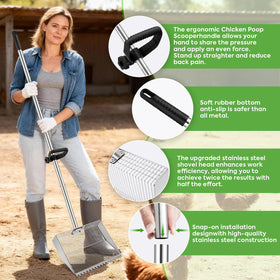 MarchingGreen rust-resistant stainless steel scoop-rake ready for daily use.