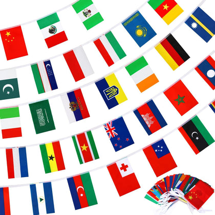 MARFOREVER 50-country flags banner vibrant colors ideal for classrooms and events