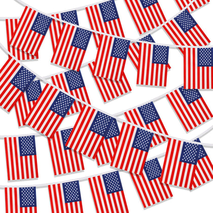 MARFOREVER American flag banner 52.5 ft adds patriotic flair to outdoor walls or porches.