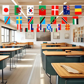 MARFOREVER fade-resistant flags brighten any venue with global theme decor