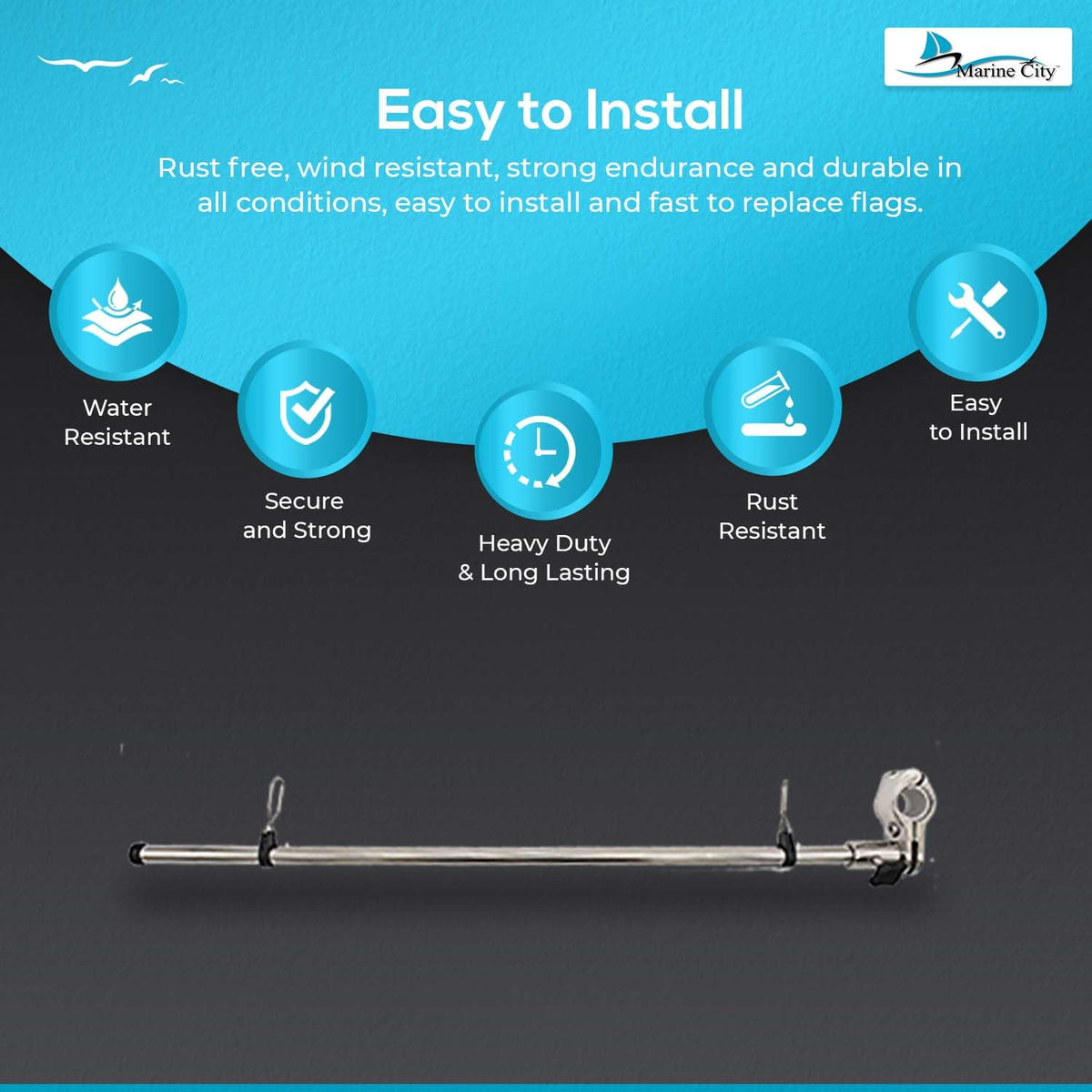 MARINE CITY polished stainless steel finish for durable marine aesthetics