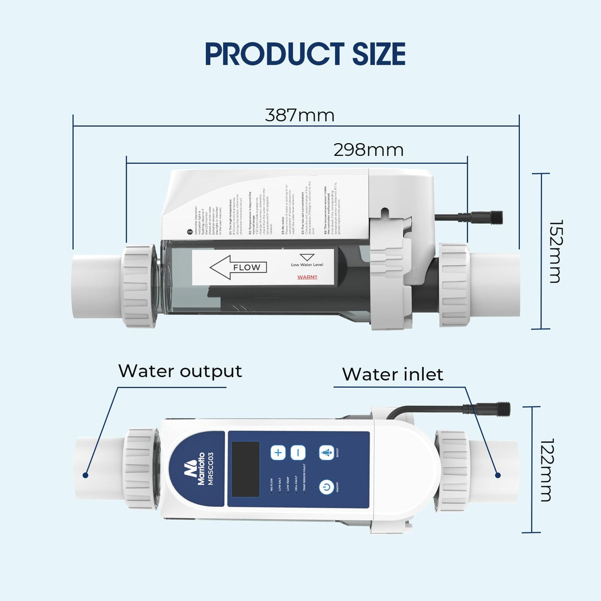 Mariotto IC40 installed setup showing easy integration with pool plumbing.