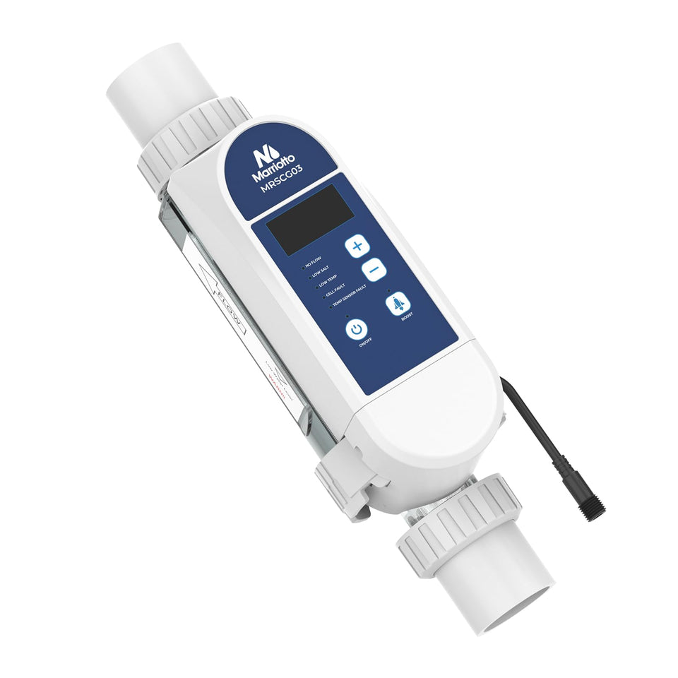 Mariotto IC40 salt cell front view for compact, efficient pool chlorination.
