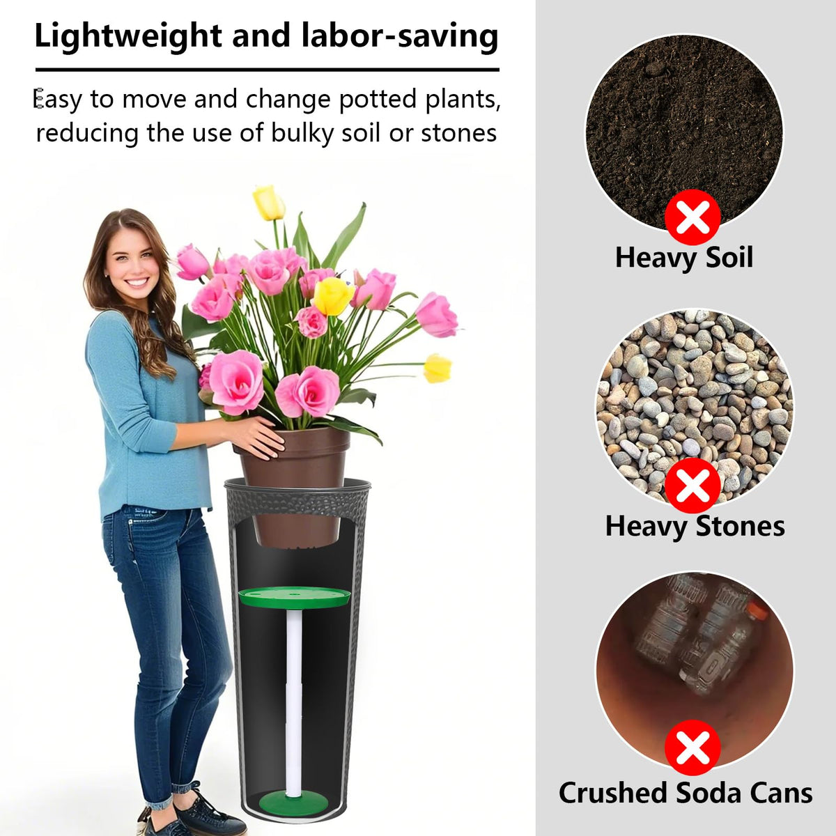 MARKBIT sturdy durable planter liner supports real or artificial plants.