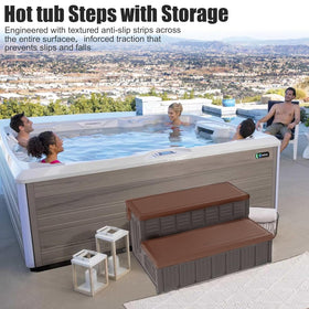 Marketty hot tub steps anti-slip surface ensures secure entry even when wet.