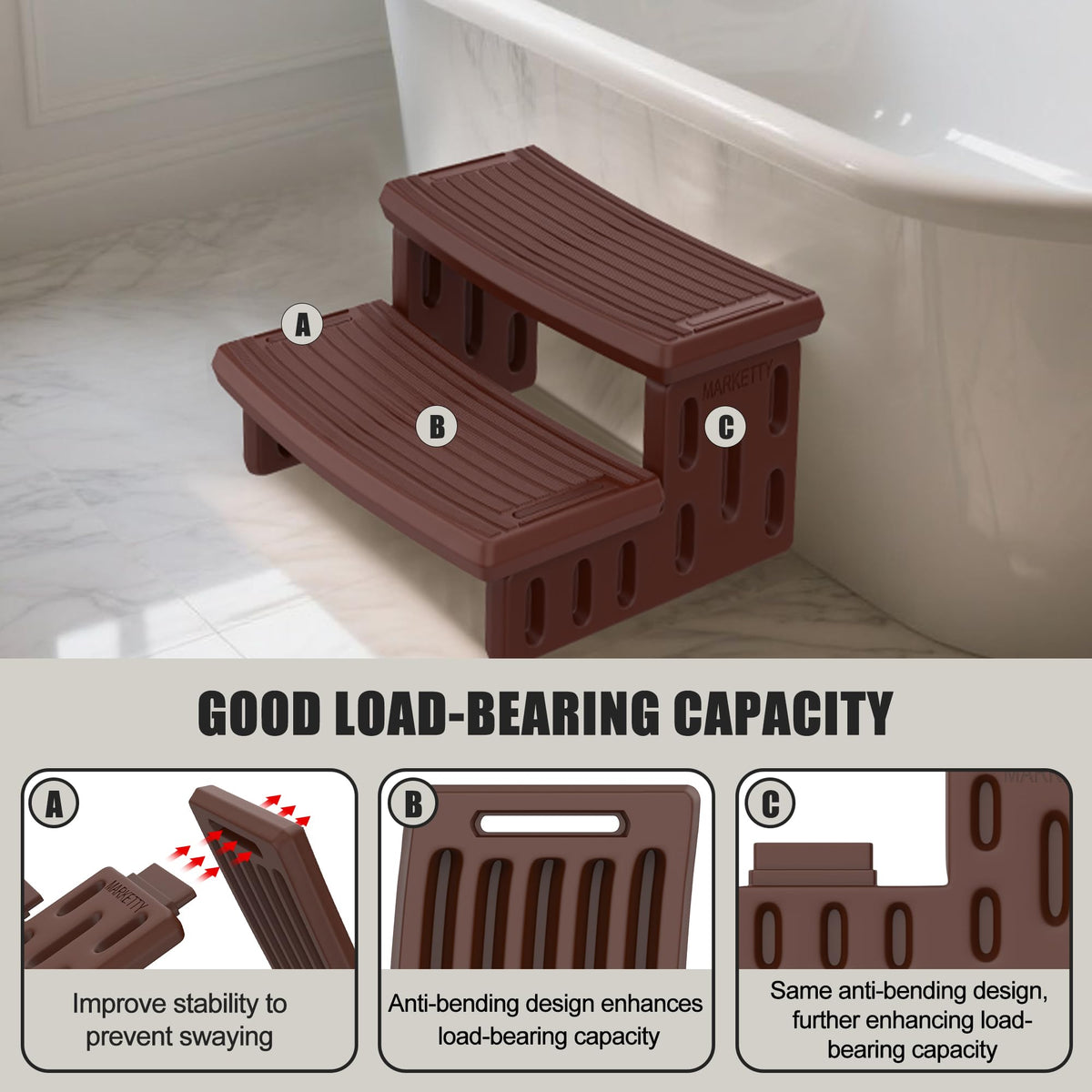 MARKETTY portable hot tub steps, tool-free assembly for easy setup.