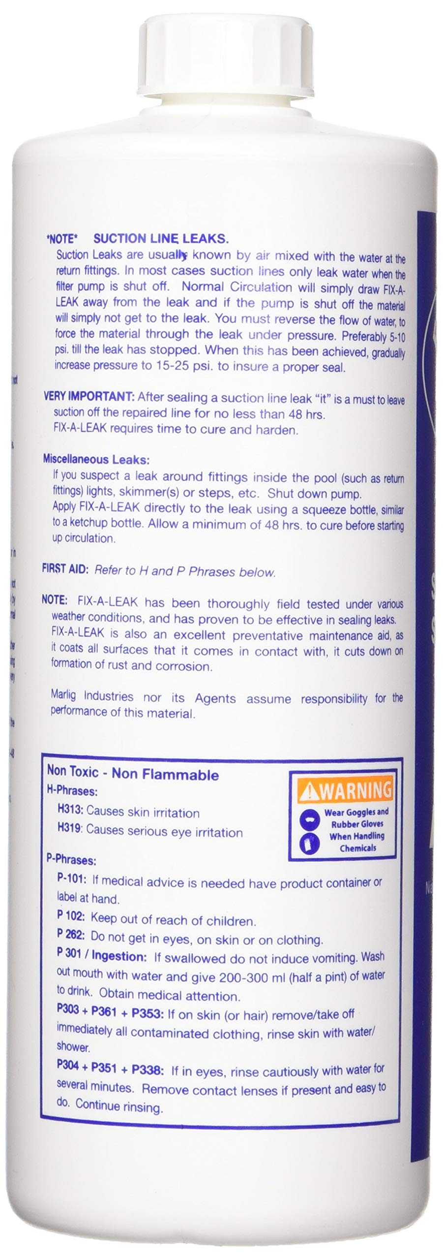 Marlig Seal 32oz in-use kit for pool and spa leaks, blue bottle