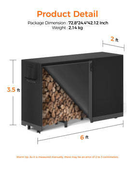 Mars Explo firewood log rack side view highlights durable construction for year-round use