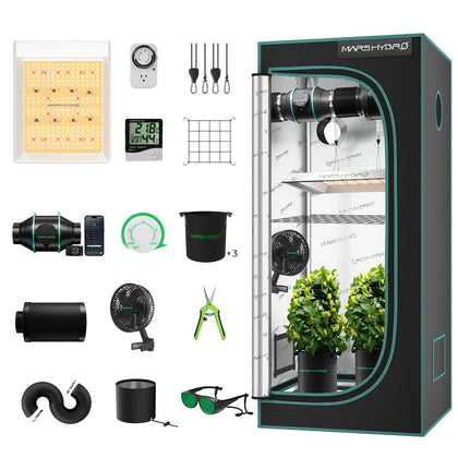 MARS HYDRO 2x2 grow tent kit front view showing compact grow space with sturdy frame