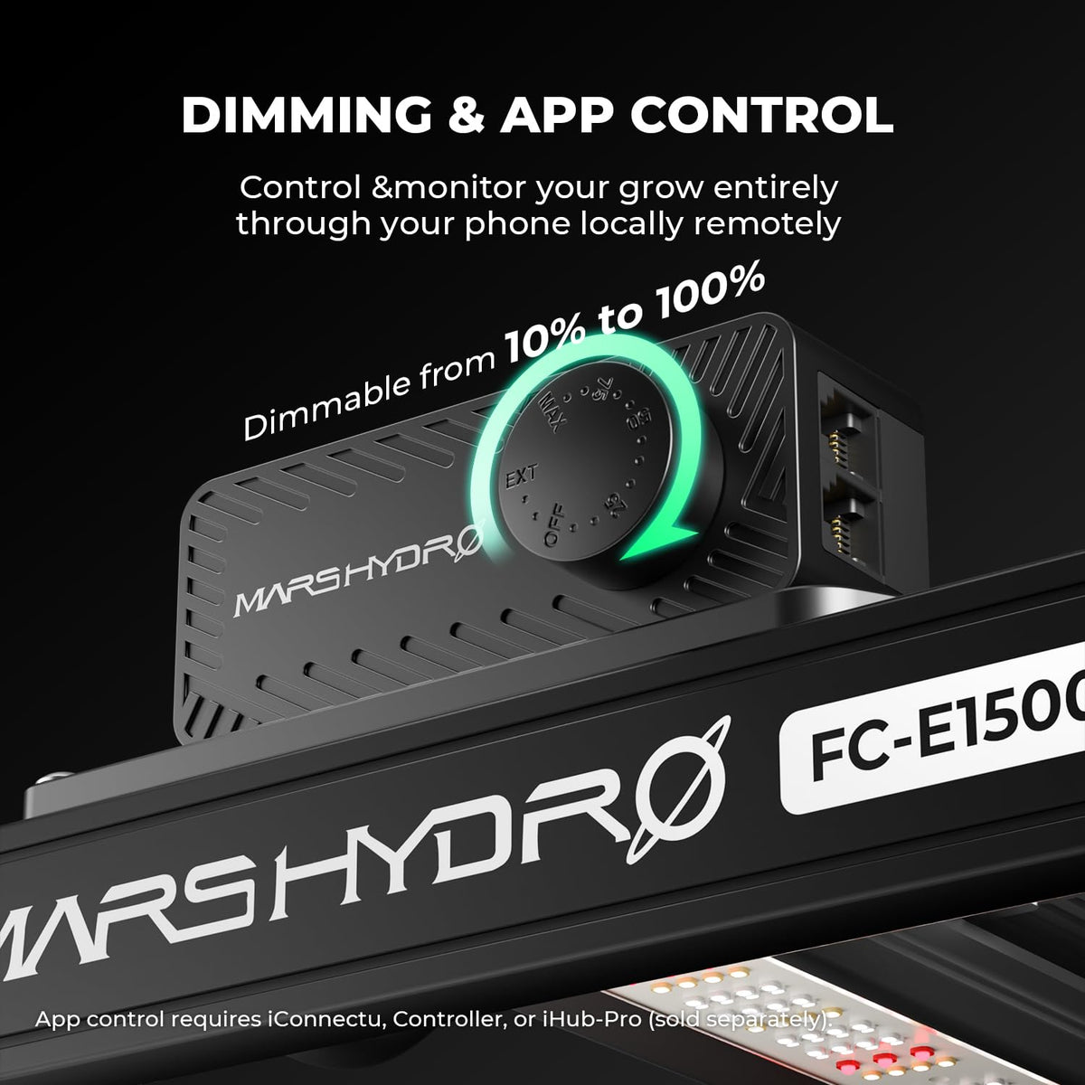 Smart control options for Mars Hydro FC-E3000 enable precise dimming