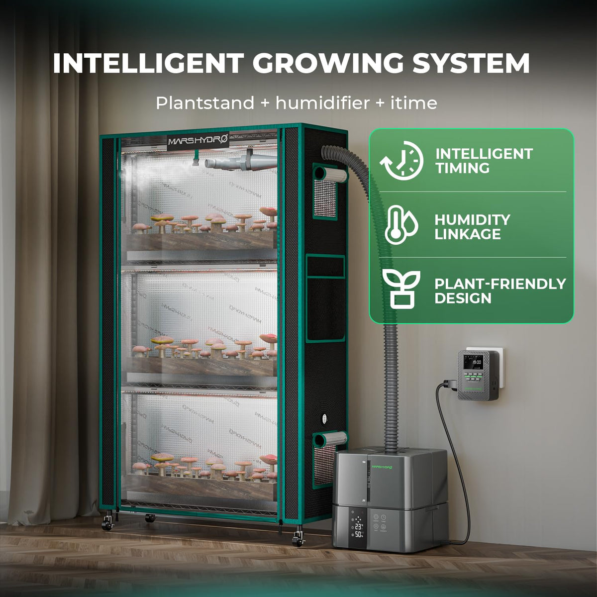 Mars Hydro raised edges help collect excess moisture for a tidy setup