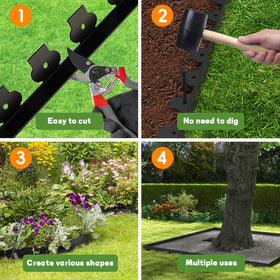 Mars Villa border defines crisp lines between lawn and flower beds.