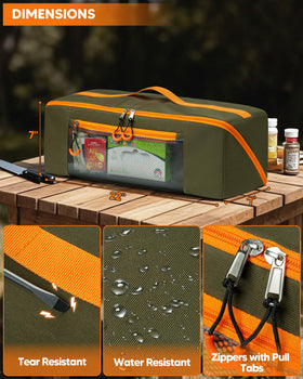 Marscamd 22in bag dimensions shown for grill and griddle tool storage.