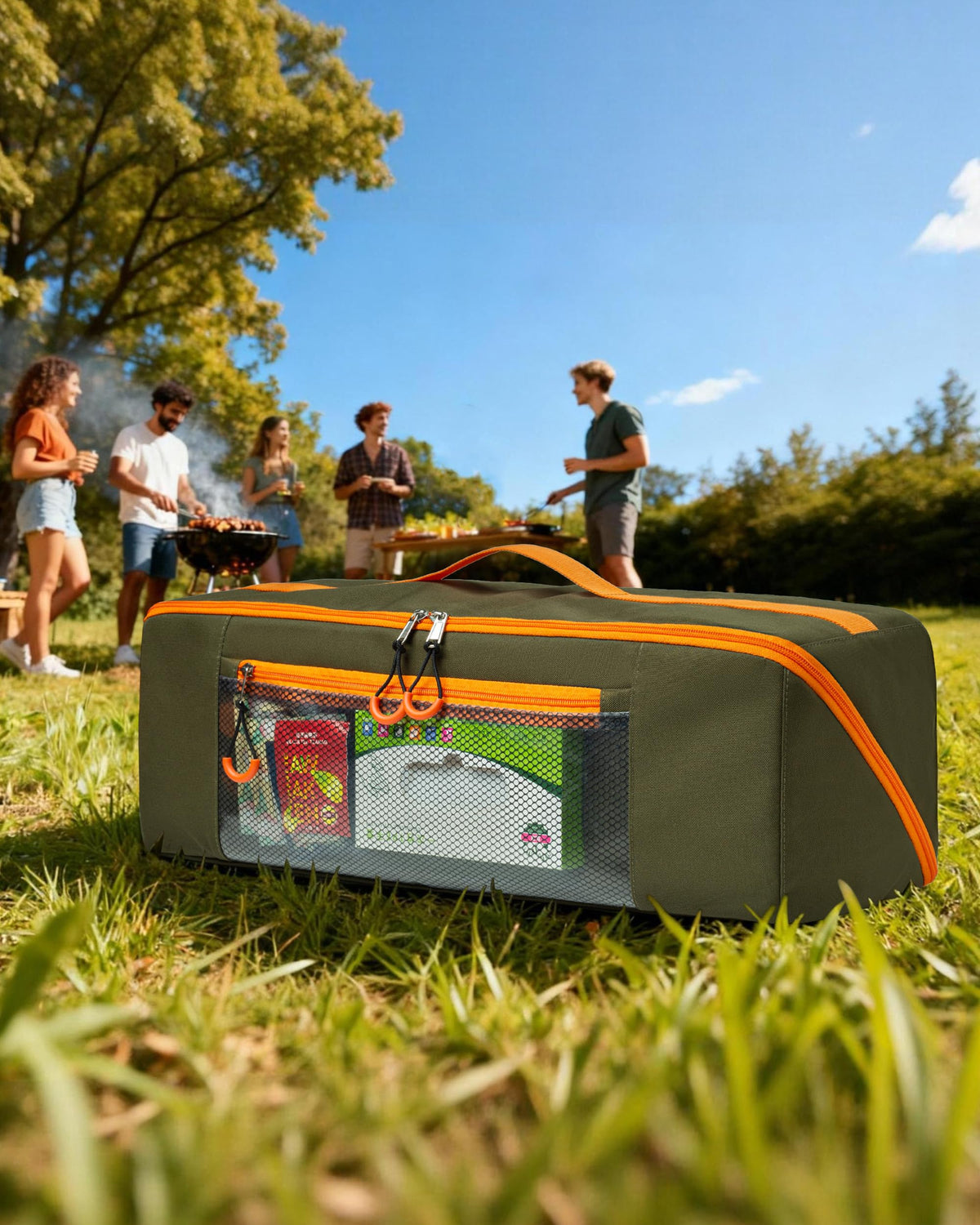 Marscamd 22in bag top handle enables portable carrying to the grill side.