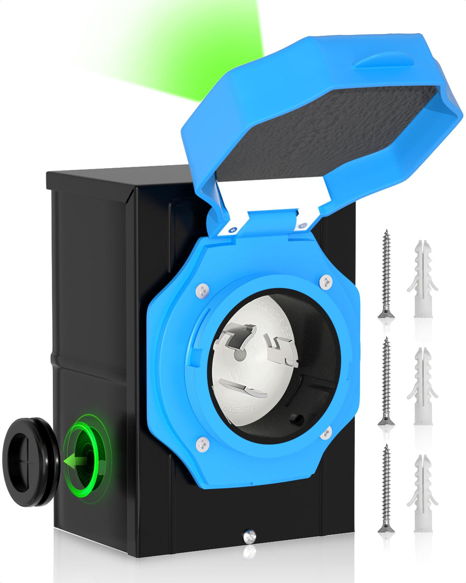 Marsflex SS2-50P inlet box front view shows rugged outdoor power entry