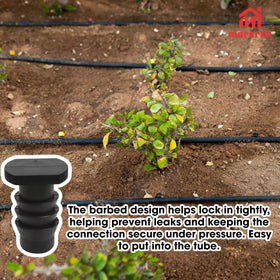Marsrut end cap for garden drip systems in beds and lawns.