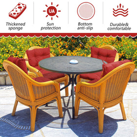 Marsui 42x21-inch patio cushions provide full-seat coverage for a comfortable lounge.