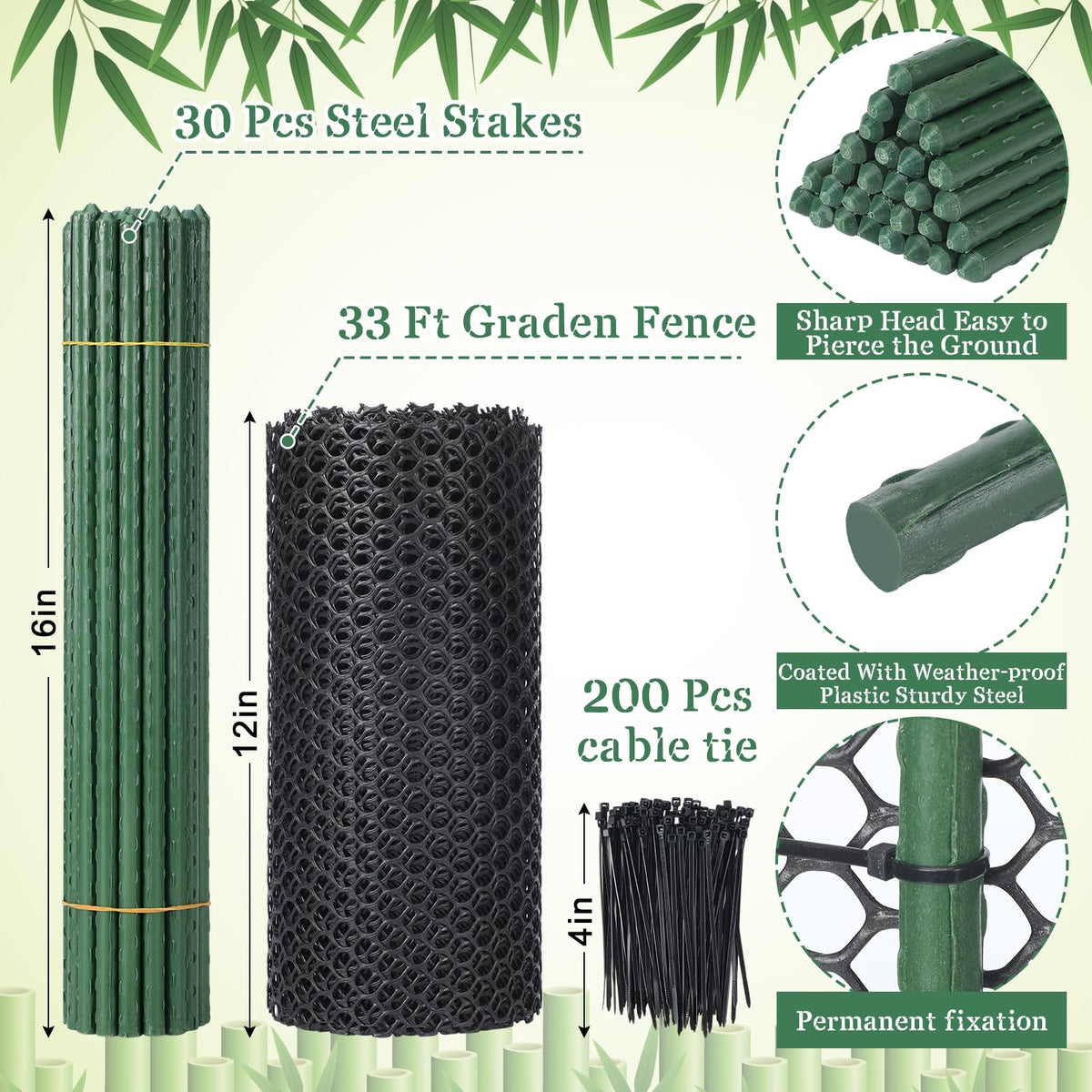 Closeup of stakes and mesh showing sturdy support for Marsui fence.