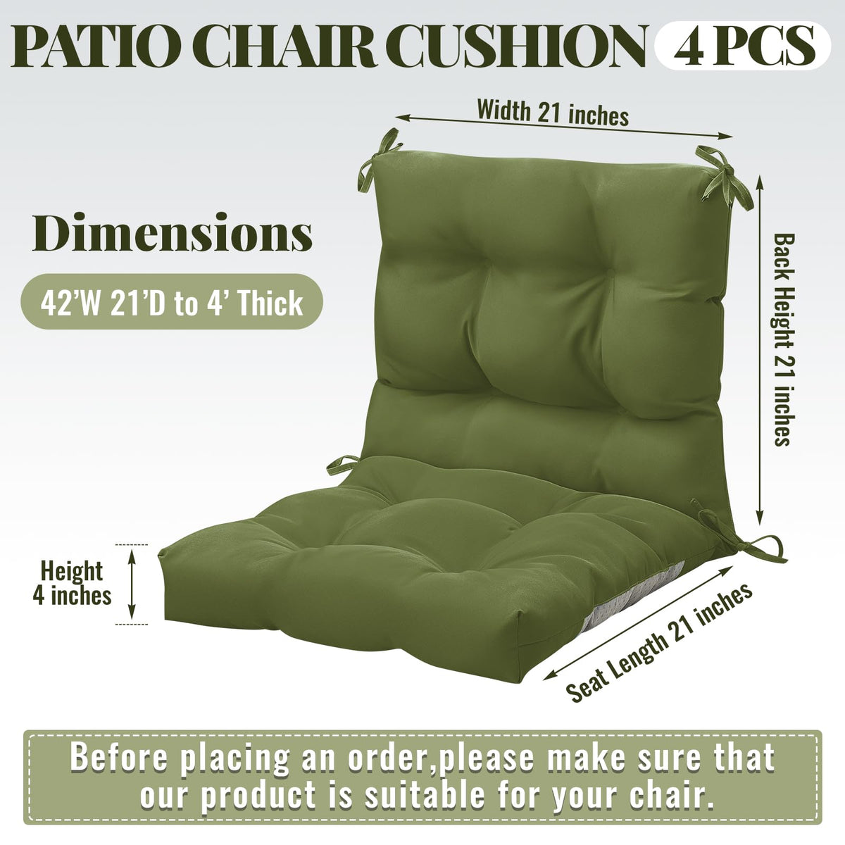 Marsui cushions with ties fasten securely to a chair