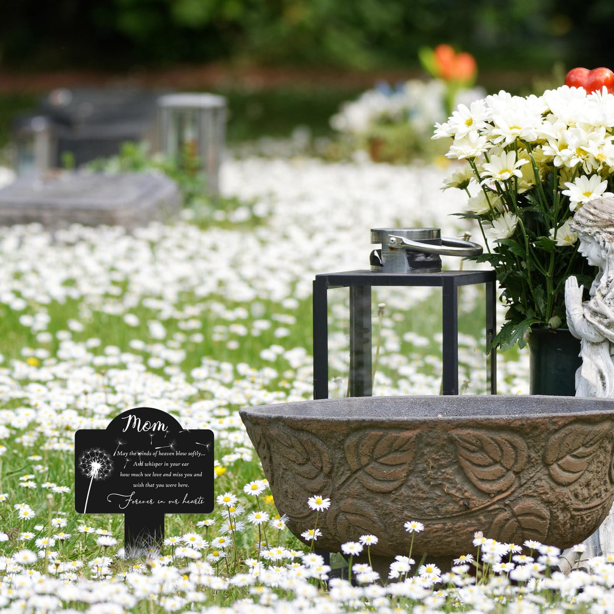 Marsui dandelion design grave marker ideal for lawn memorials