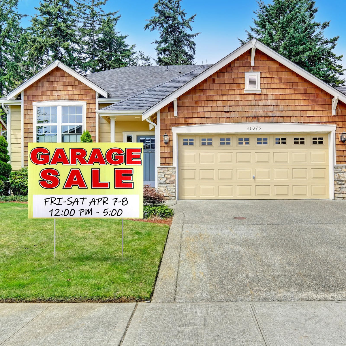 Marsui double-sided garage sign made of corrugated plastic for durability outdoors.