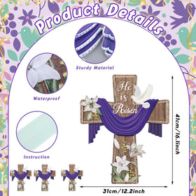 Marsui Easter cross yard sign with floral pattern for curb appeal.