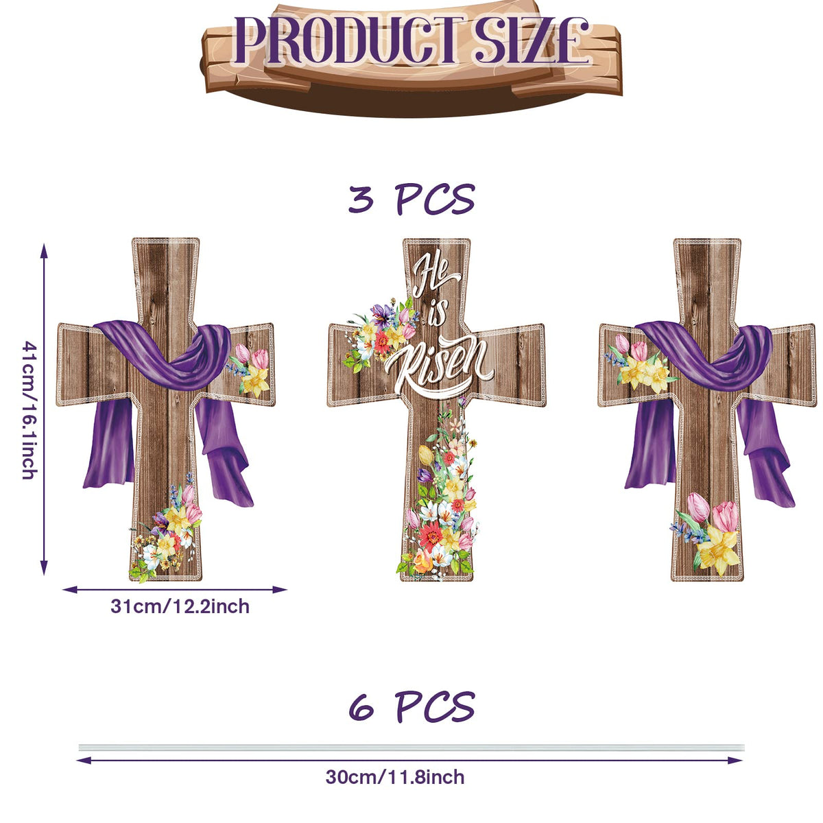 Marsui Cross floral yard sign provides eye catching curb appeal outdoors.