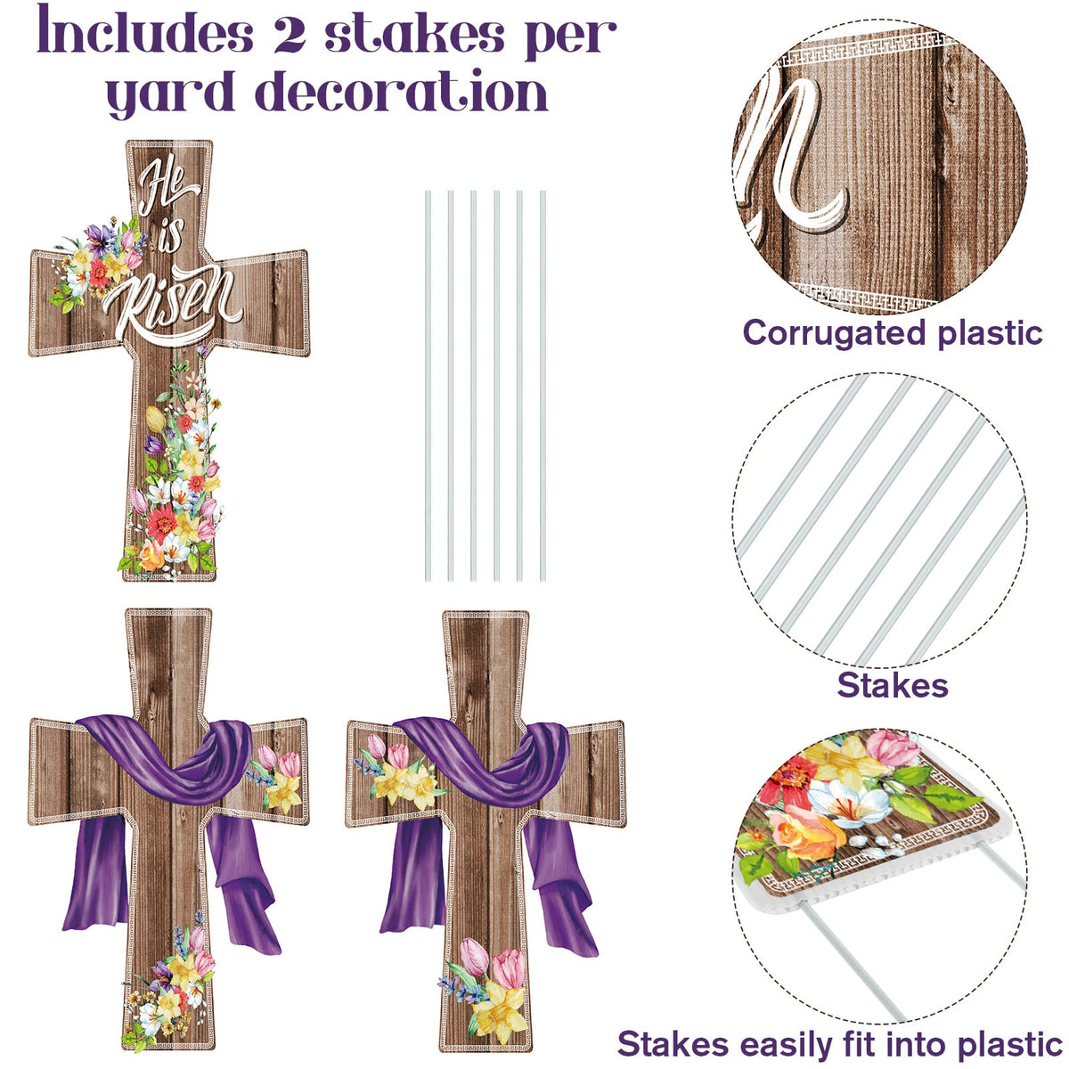 Marsui Weather resistant cross yard sign for year round outdoor use.