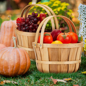 Marsui farmers market display basket for fruits and breads.