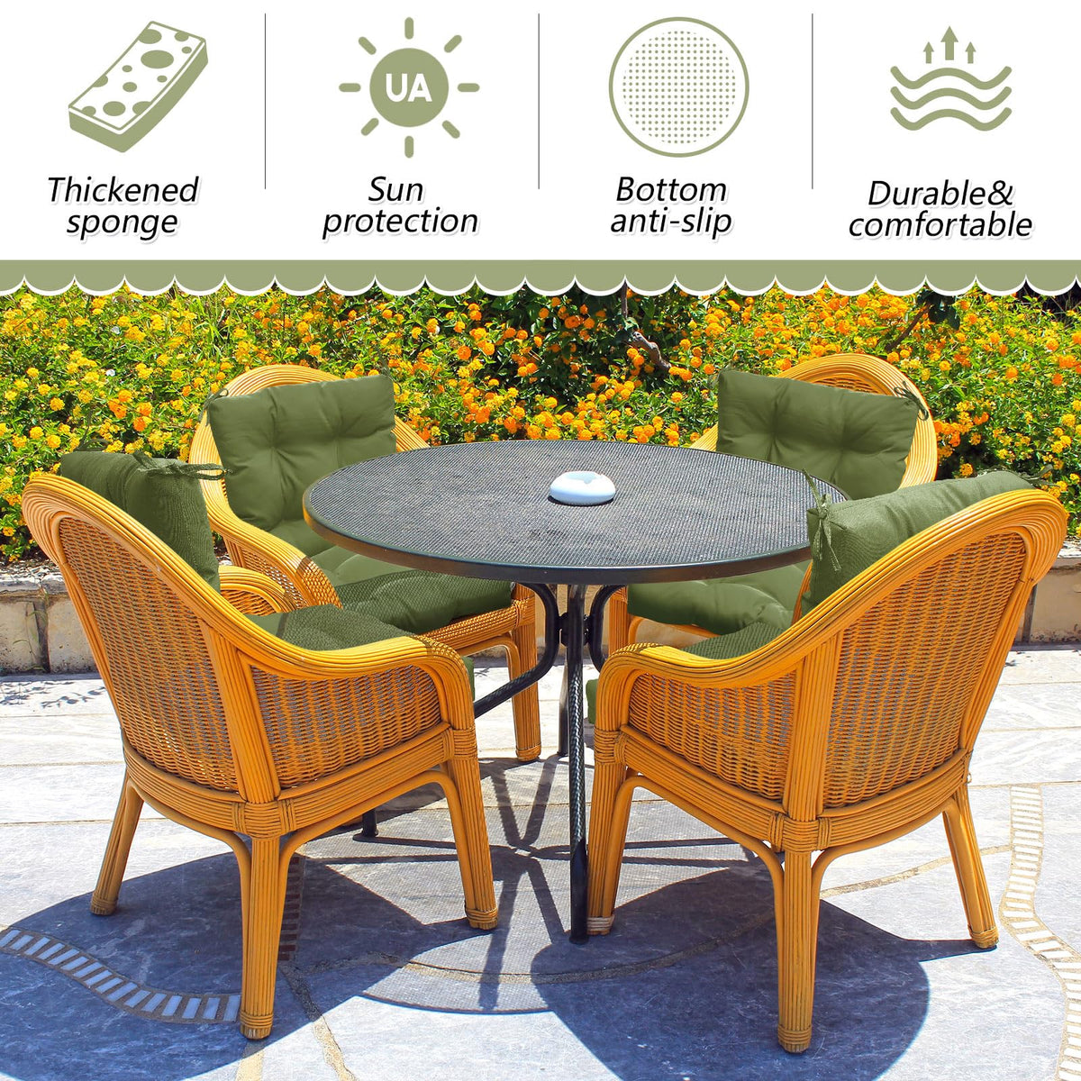 Marsui cushions fit most outdoor chairs for versatile setup