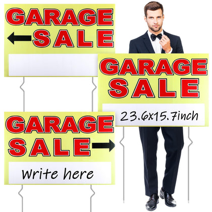 Marsui garage sale sign front view shows vibrant colors for easy curbside visibility.