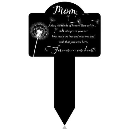 Marsui grave marker with a dandelion memorial plaque for outdoor remembrance