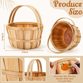 Marsui handle basket for produce with round wooden design ideal for market displays.