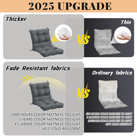 Marsui high-back cushions with ties keep your outdoor chairs secure.