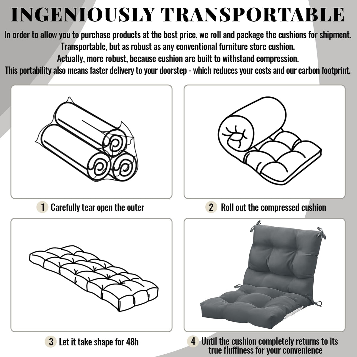Marsui durable, tear-resistant cushions maintain shape through seasons.